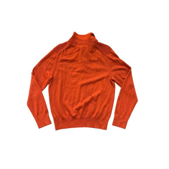 Banana Republic Men's Orange Gray Striped Merino Wool Henley Sweater Size Medium - Picture 5 of 5